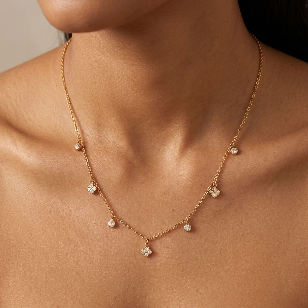Sienna Clover Charms Gold Necklace