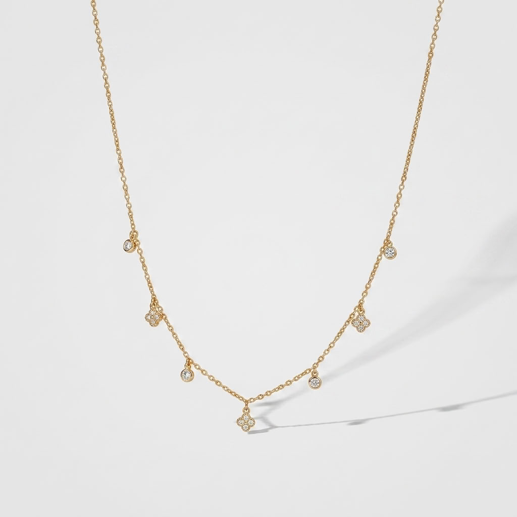 Sienna Clover Charms Gold Necklace