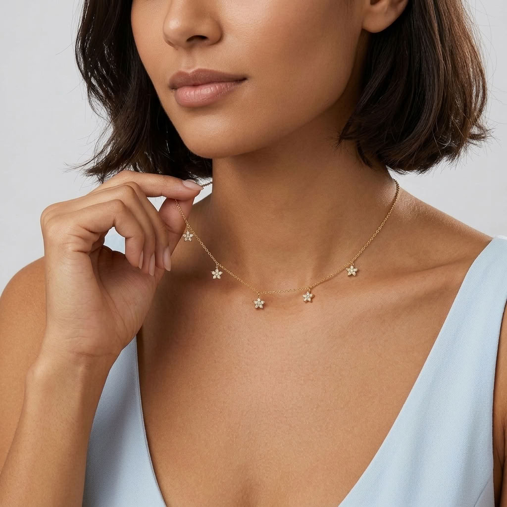 Aline Dainty Floral Gold Necklace