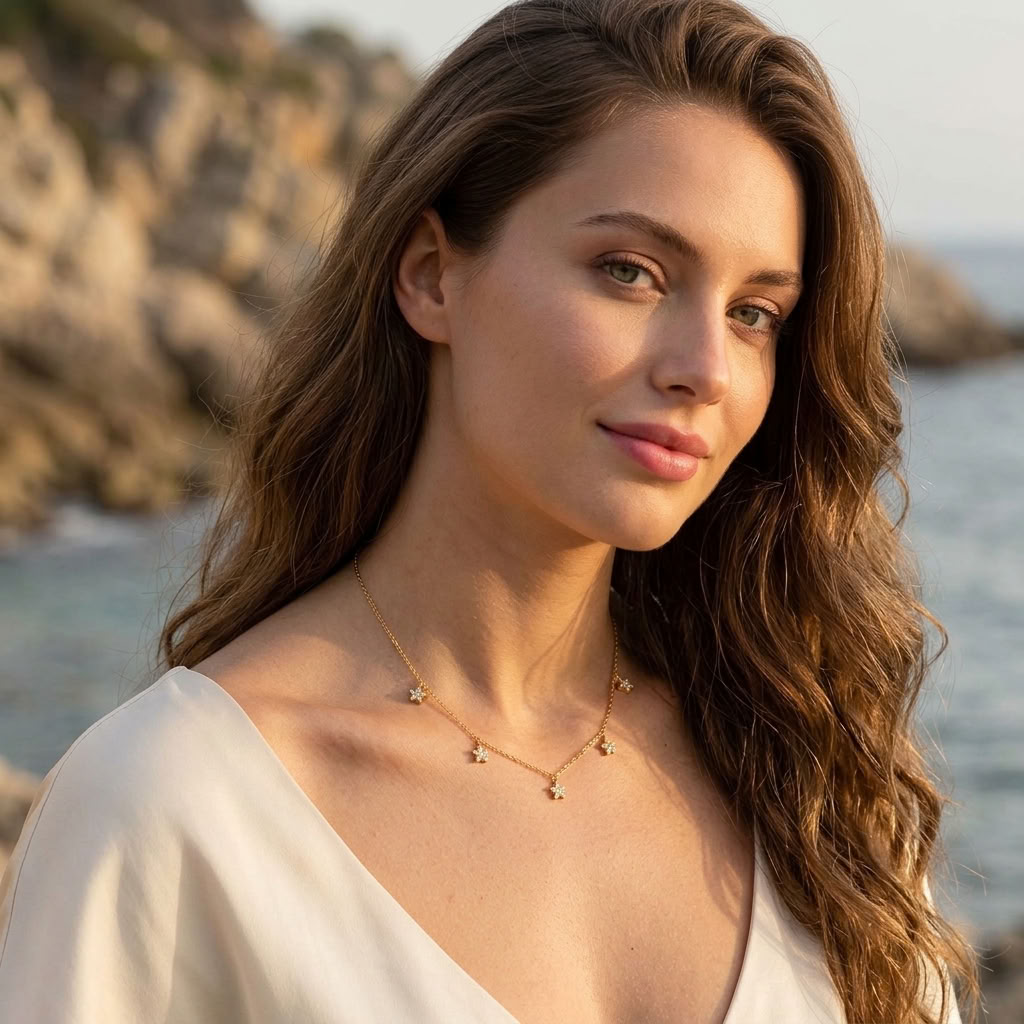 Aline Dainty Floral Gold Necklace