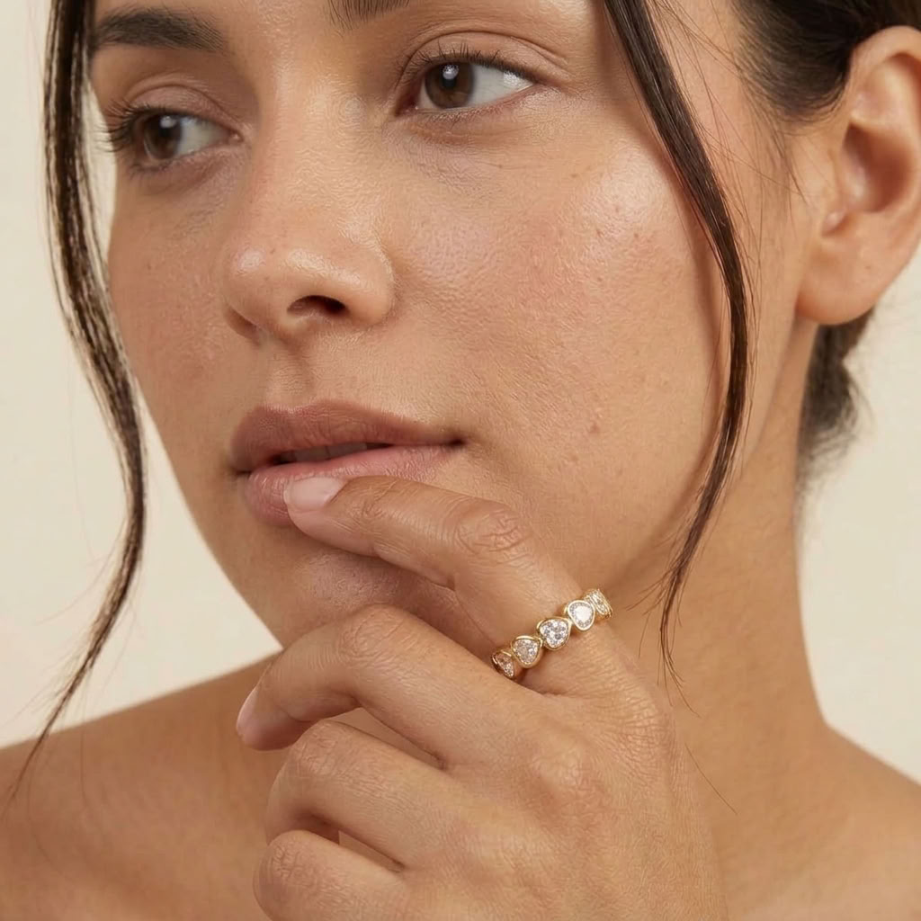 Camille Heart Eternity Gold Ring