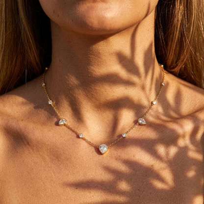 Lucie Pear Station Gold Necklace