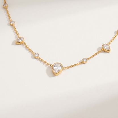 Lucie Pear Station Gold Necklace