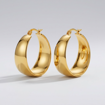 Vivienne Wide Arc Gold Earrings