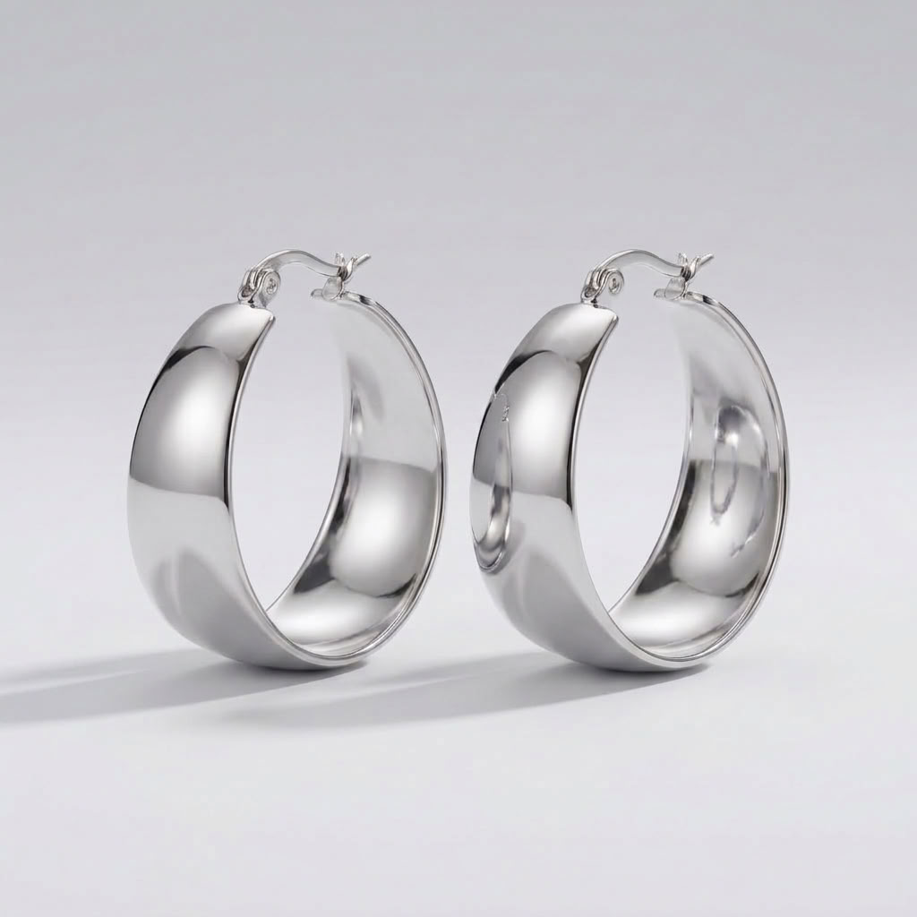 Vivienne Wide Arc Silver Earrings - Joie d’Or