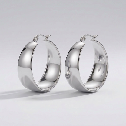 Vivienne Wide Arc Silver Earrings