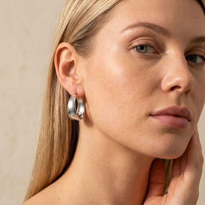 Vivienne Wide Arc Silver Earrings