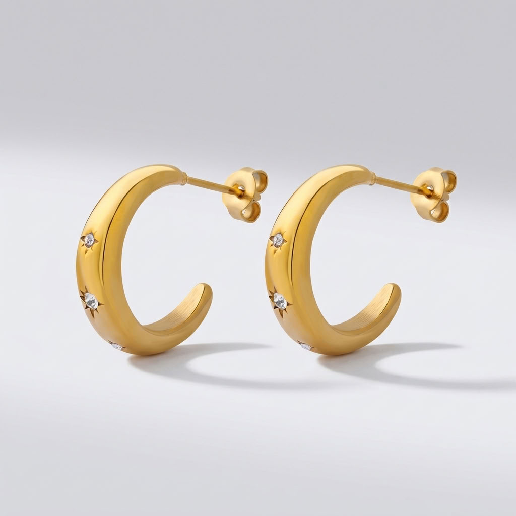 Luna Star Crescent Gold Earrings