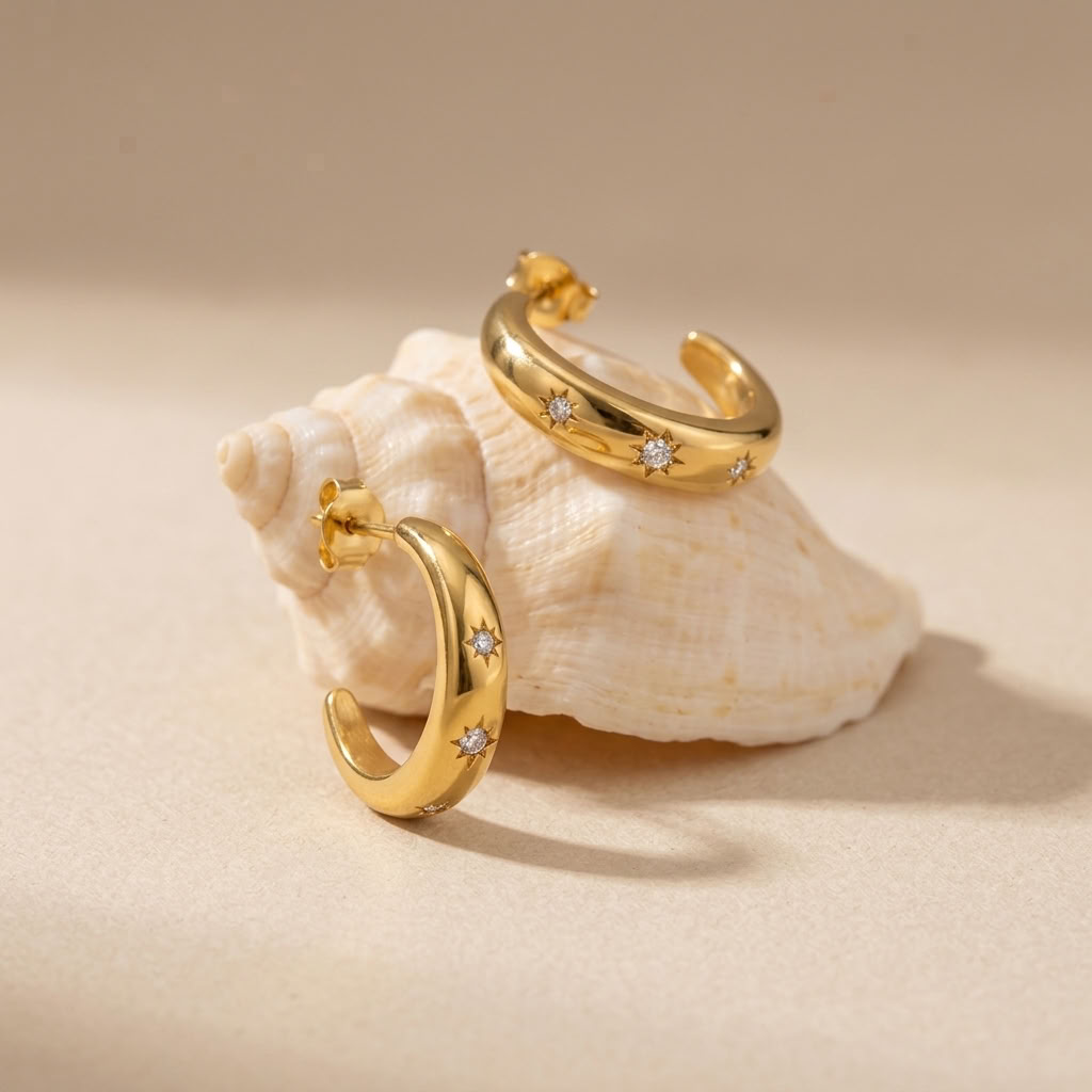 Luna Star Crescent Gold Earrings