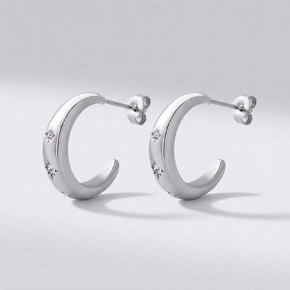 Luna Star Crescent Silver Earrings