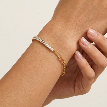 Chiara Baguette Paperclip Gold Bracelet