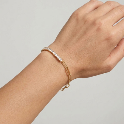 Chiara Baguette Paperclip Gold Bracelet