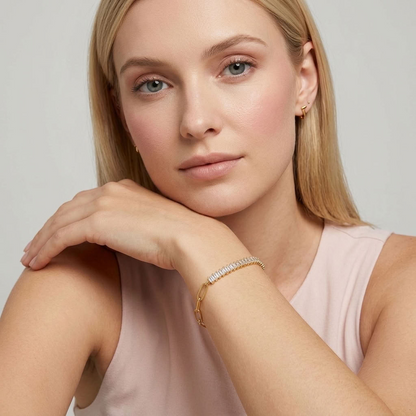Chiara Baguette Paperclip Gold Bracelet