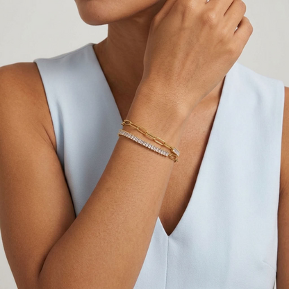 Chiara Baguette Paperclip Gold Bracelet
