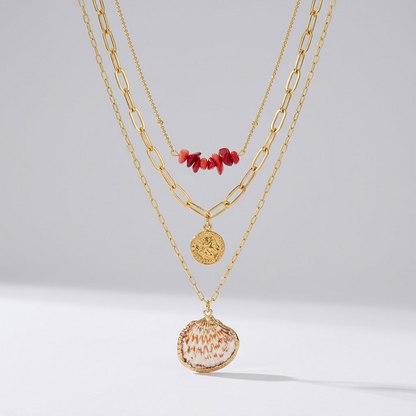 Calla Layered Shell Gold Necklace