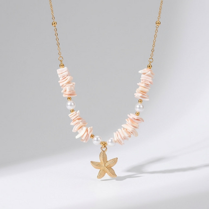 Solana Pink Shell Gold Necklace