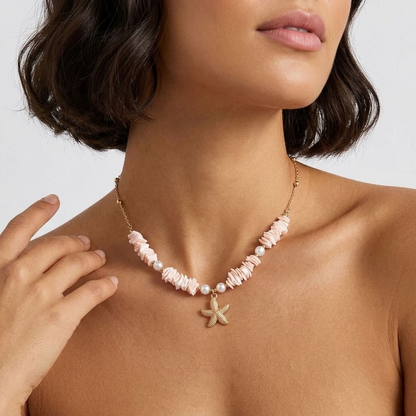 Solana Pink Shell Gold Necklace