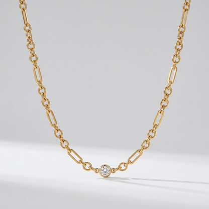 Vittoria Solitaire Link Gold Necklace