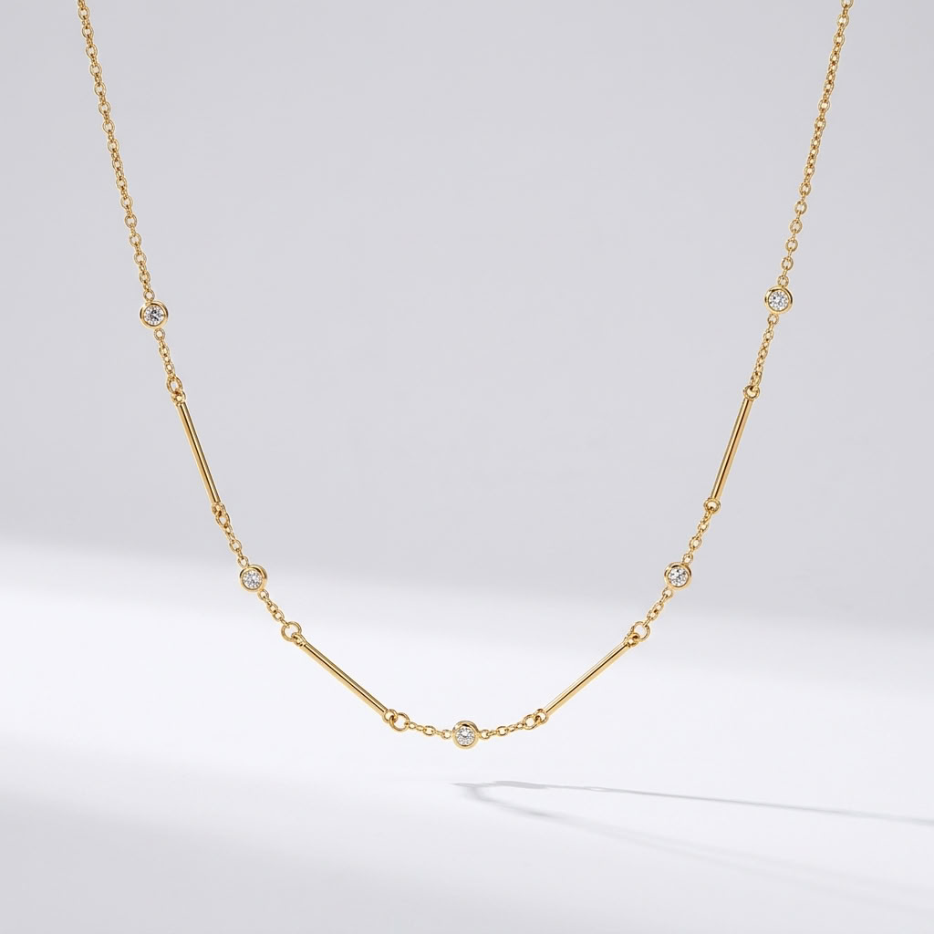 Lydia Crystal Station Gold Necklace