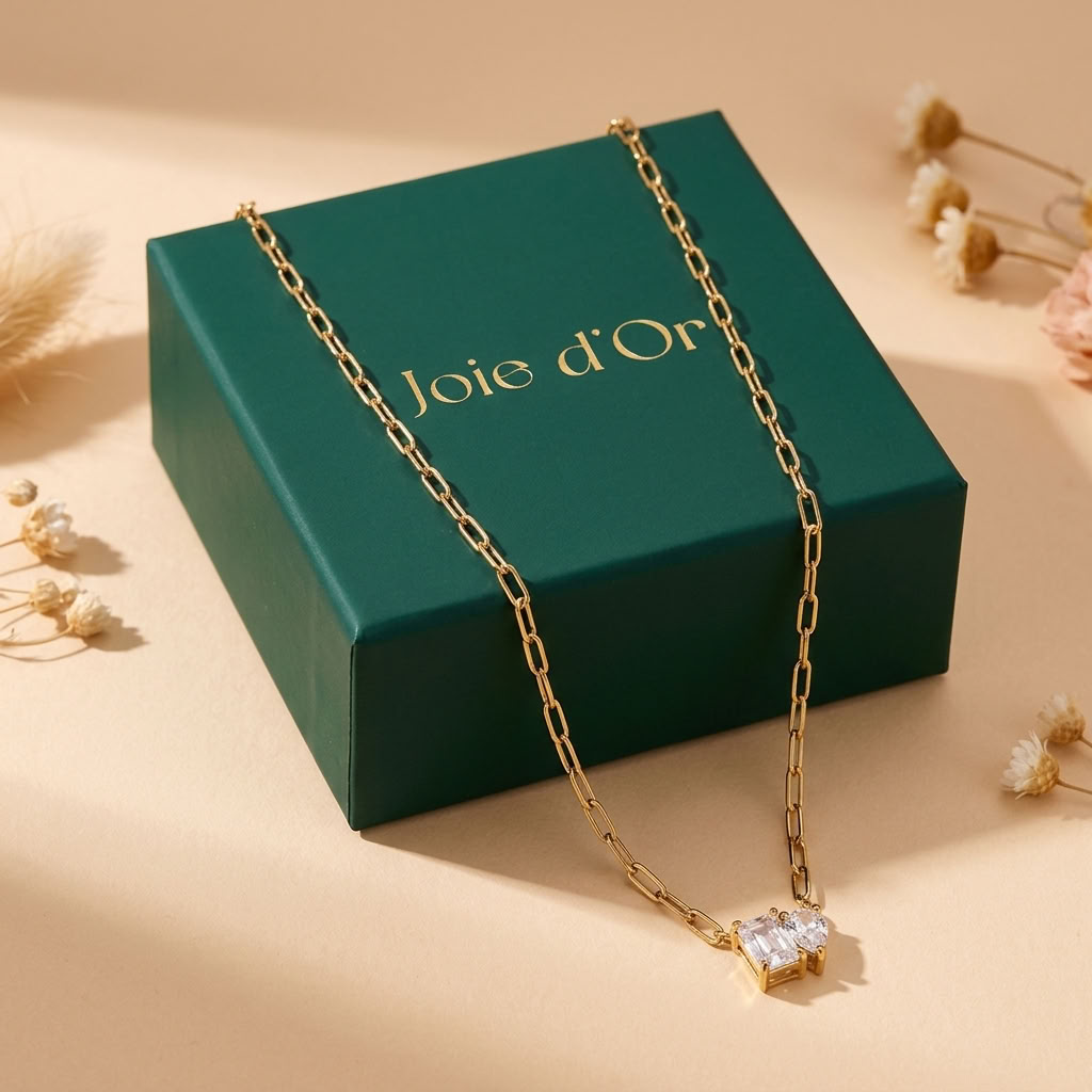 Giulia Twin Crystal Gold Necklace
