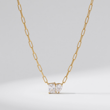 Giulia Twin Crystal Gold Necklace