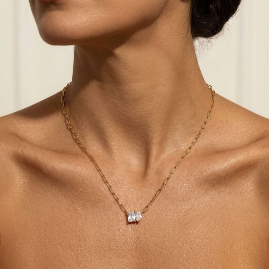 Giulia Twin Crystal Gold Necklace