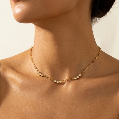 Clara Crystal Trio Gold Necklace