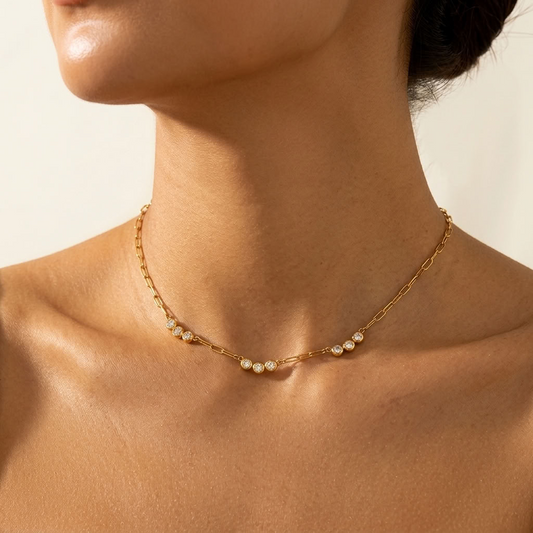 Clara Crystal Trio Gold Necklace