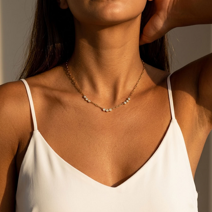 Clara Crystal Trio Gold Necklace