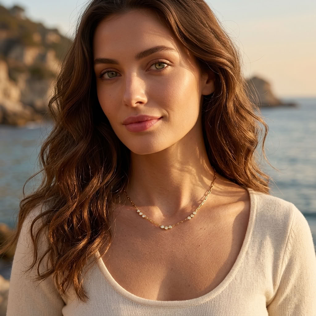 Clara Crystal Trio Gold Necklace - Joie d’Or