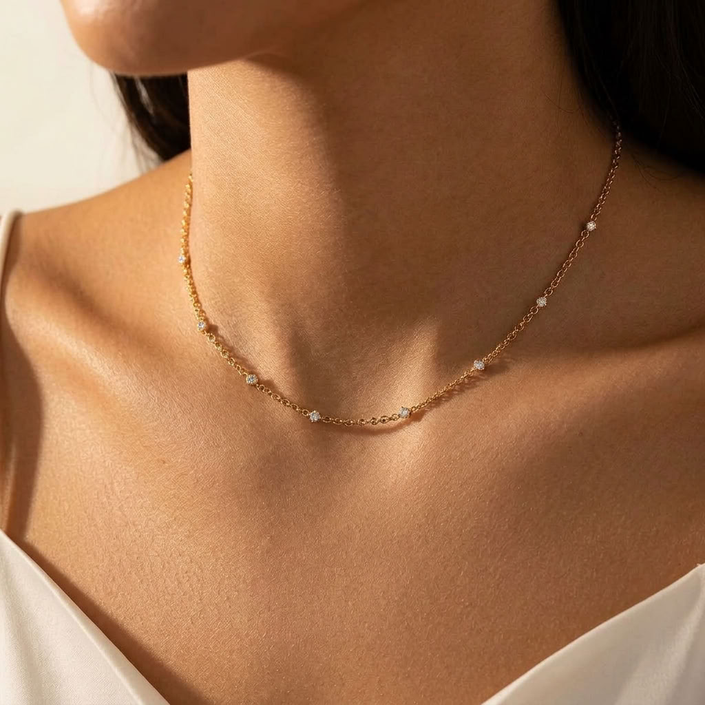 Fiona Crystal Rolo Gold Necklace