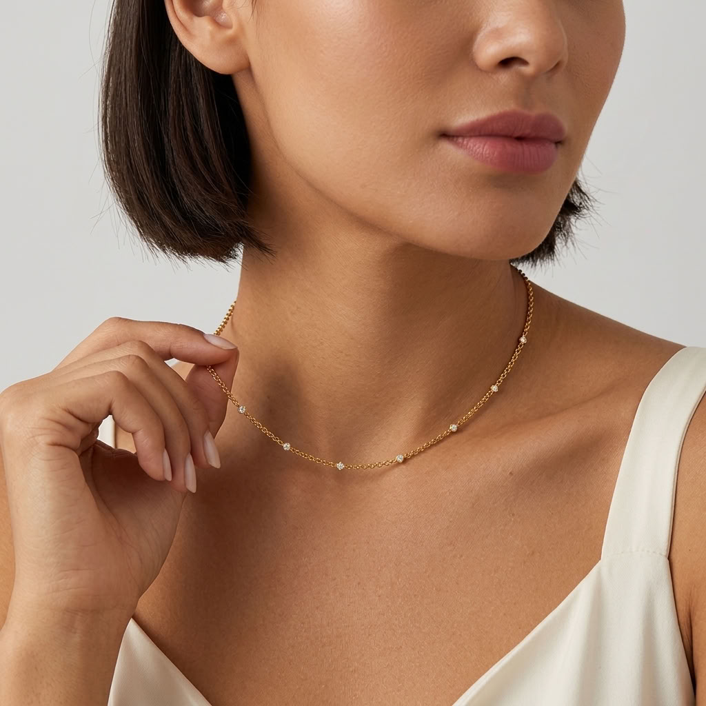 Fiona Crystal Rolo Gold Necklace
