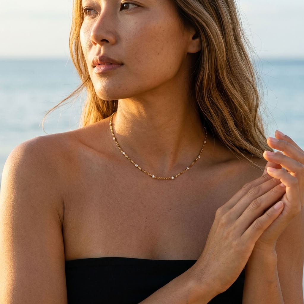 Fiona Crystal Rolo Gold Necklace