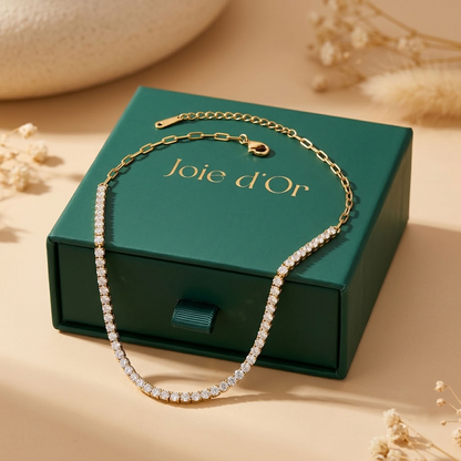 Chiara Tennis Paperclip Gold Necklace