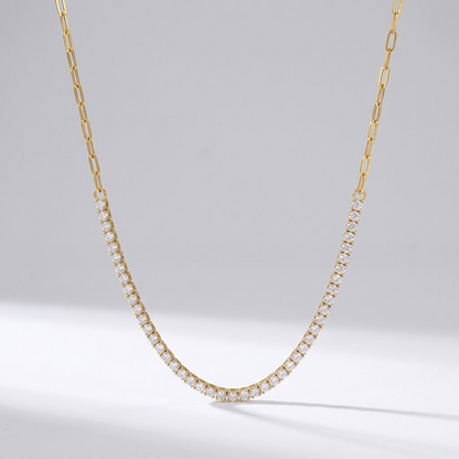 Chiara Tennis Paperclip Gold Necklace