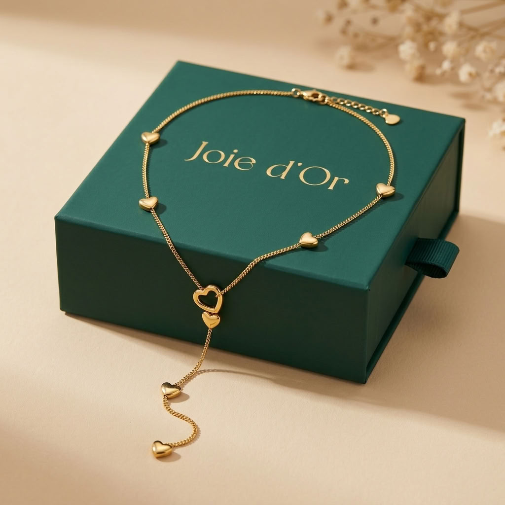 Rosalinde Puffed Heart Gold Necklace