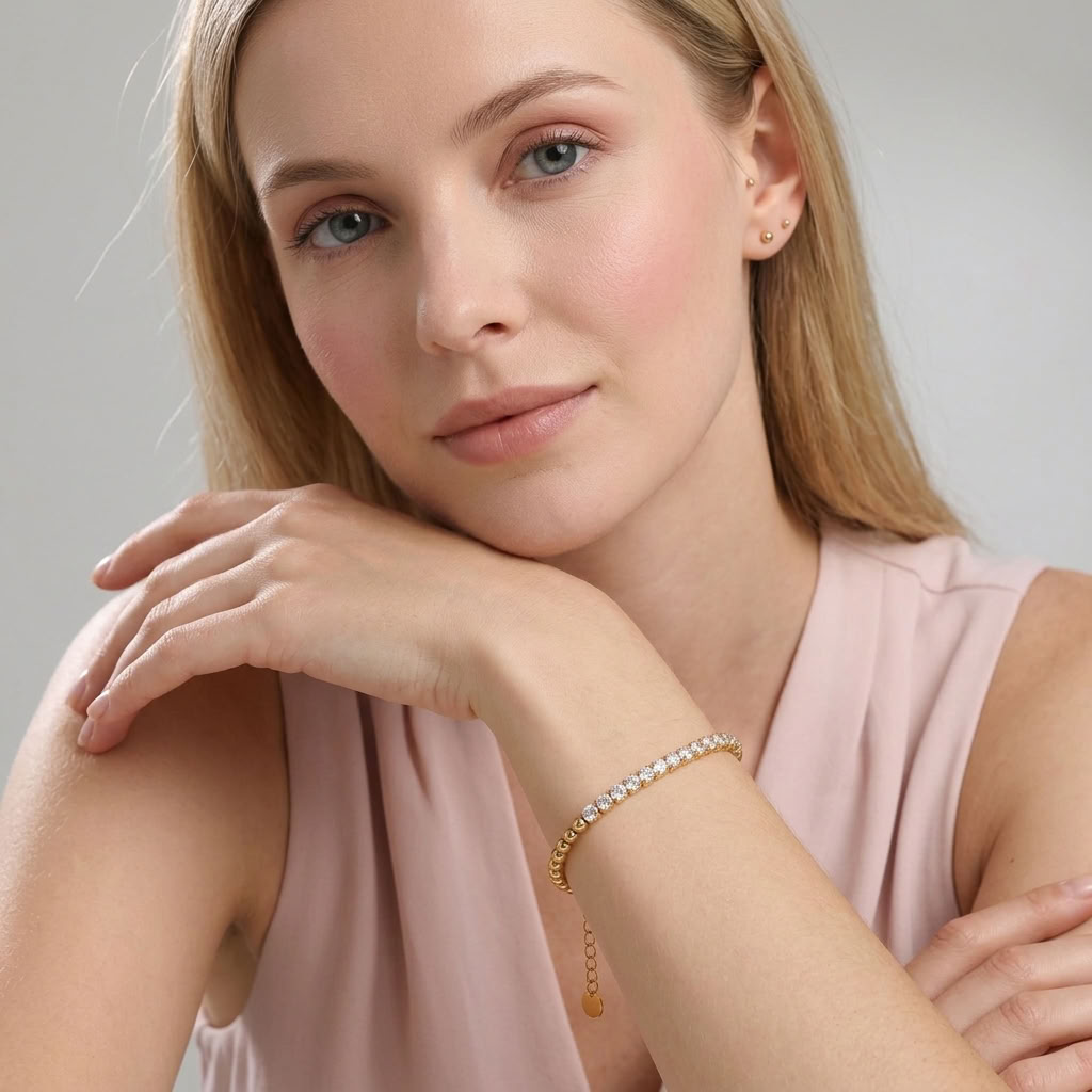 Vida Tennis Bead Gold Bracelet