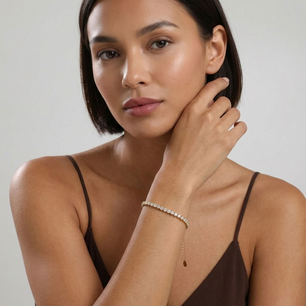 Vida Tennis Bead Gold Bracelet