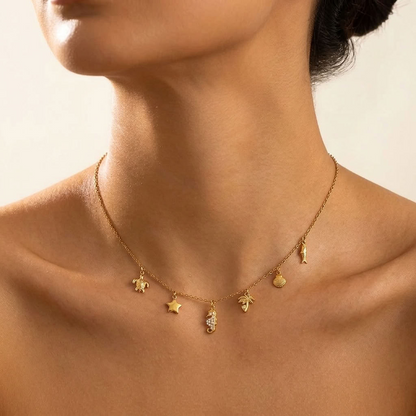 Ramona Sea Charms Gold Necklace
