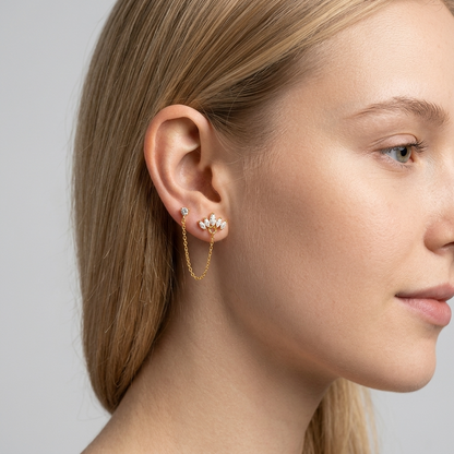 Marquise Crown Crystals Gold Earring