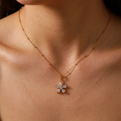 Eléonore Crystal Floral Pendant Necklace