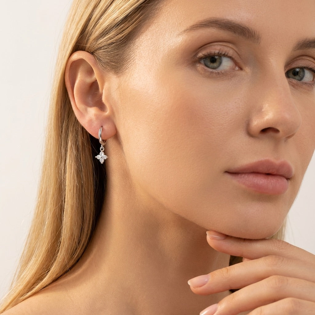 Juliette Clover Crystal Hoops - Joie d’Or
