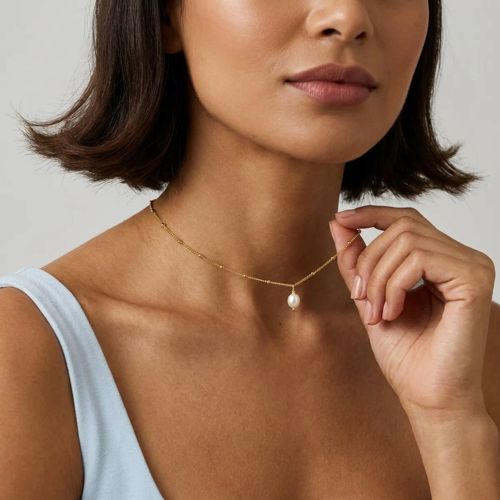 Léa Dainty Pearl Drop Necklace - Joie d’Or