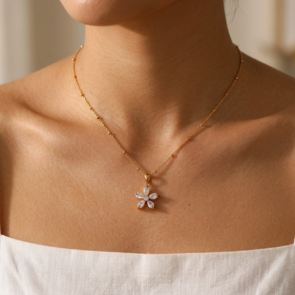 Eléonore Crystal Floral Pendant Necklace