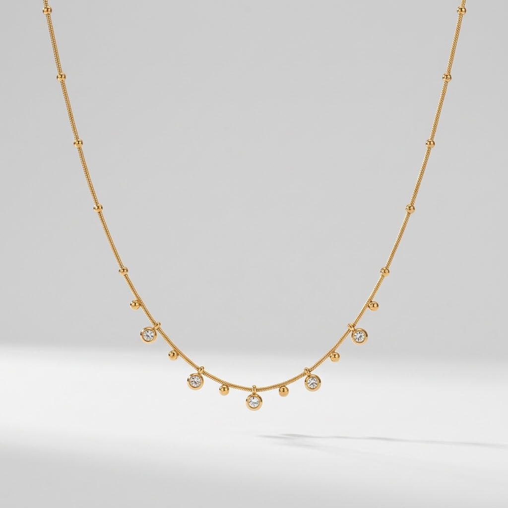 Anouk Crystal Droplet Chain Gold Necklace - Joie d’Or