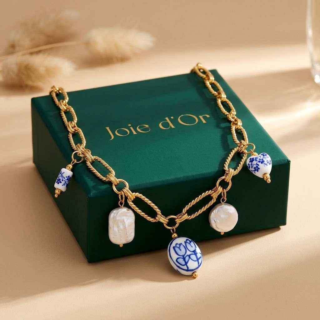 Bianca Porcelain Pearl Gold Necklace