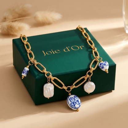 Bianca Porcelain Pearl Gold Necklace