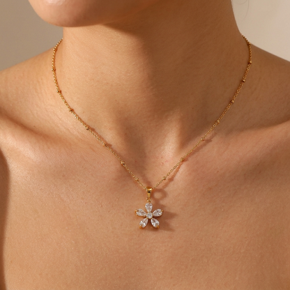 Eléonore Crystal Floral Pendant Necklace