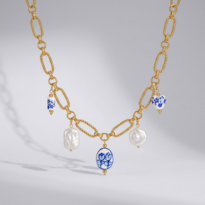 Bianca Porcelain Pearl Gold Necklace