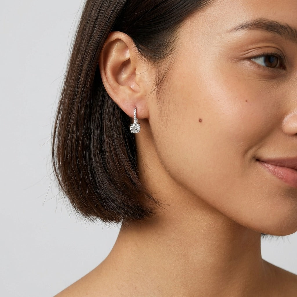 Luna Pavé Solitaire Earrings - Joie d’Or